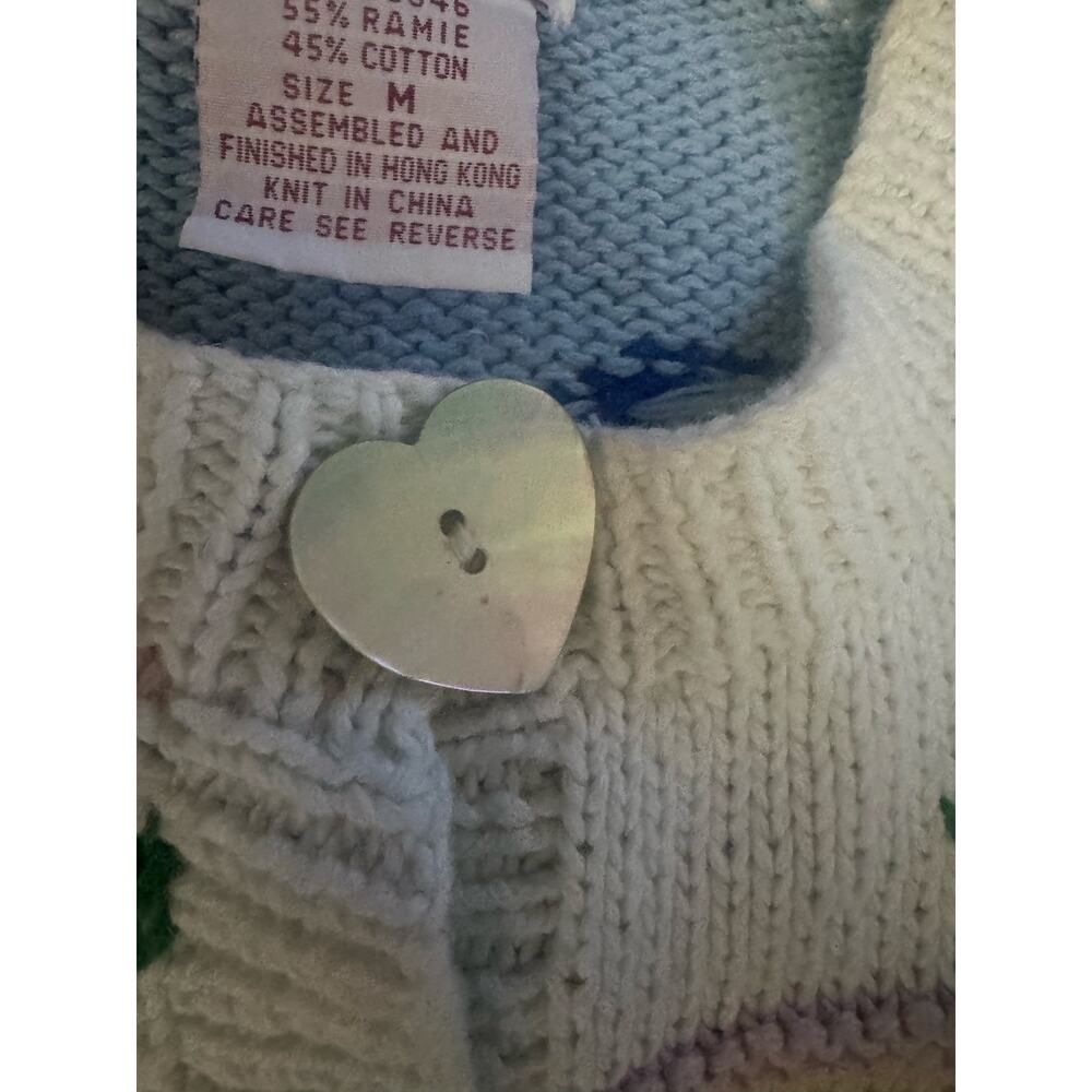 VTG 90s PBJ Sport Hand-Knit Art-To-Wear Embroidered Cardigan Sweater Medium - Picture 6 of 8